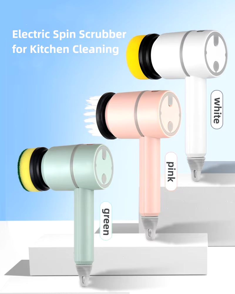 Multifunctional Electric Spin Scrubber Rechargeable with 6 Replaceable Cleaning Brush Heads or Bathroom Kitchen Oven Dish Floor